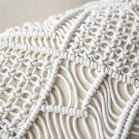 img 2 attached to 🌼 Phantoscope Handmade Crochet Woven Boho Throw Pillow 100% Cotton Farmhouse, Off White, 18 x 18 inches - Includes Insert, Decorative Cushion for Couch Sofa