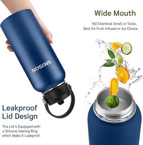 img 1 attached to 💦 32oz Insulated Water Bottle With Straw, 1 Liter Sports Water Bottle, Reusable Wide Mouth Vacuum Flask, Double Wall, BPA-Free Stainless Steel Thermos (Deep Sea, 32oz)