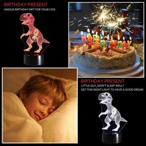 img 1 attached to 🦖 Tiscen 3D Dinosaur Night Light - LED Table Lamp, 7 Colors USB Charge Nightlights for Kids Bedroom, Home Decoration - Perfect for Christmas, Halloween, Birthday Gift