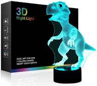 🦖 tiscen 3d dinosaur night light - led table lamp, 7 colors usb charge nightlights for kids bedroom, home decoration - perfect for christmas, halloween, birthday gift логотип