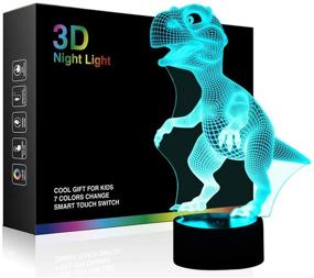 img 4 attached to 🦖 Tiscen 3D Dinosaur Night Light - LED Table Lamp, 7 Colors USB Charge Nightlights for Kids Bedroom, Home Decoration - Perfect for Christmas, Halloween, Birthday Gift