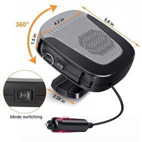 img 2 attached to 🔥 Portable Car Heater Fan, 12V 150W with Air Purification 2-in-1 Fast Heating &amp; Cooling, Cigarette Lighter Plug-in, Grey Car Defroster