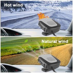 img 3 attached to 🔥 Portable Car Heater Fan, 12V 150W with Air Purification 2-in-1 Fast Heating &amp; Cooling, Cigarette Lighter Plug-in, Grey Car Defroster