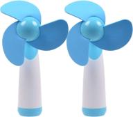 🌀 ogrmar mini handheld fan - battery powered personal fan with soft foam blades for home and travel - set of 2 in blue логотип