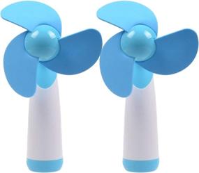 img 4 attached to 🌀 Ogrmar Mini Handheld Fan - Battery Powered Personal Fan with Soft Foam Blades for Home and Travel - Set of 2 in Blue