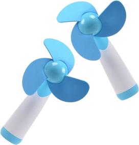 img 3 attached to 🌀 Ogrmar Mini Handheld Fan - Battery Powered Personal Fan with Soft Foam Blades for Home and Travel - Set of 2 in Blue