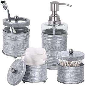 img 3 attached to 🏡 Enhance Your Bathroom with Autumn Alley Rustic Farmhouse Glass and Galvanized Accessories Set - Complete 4 PCS Collection for a Charming Farmhouse Bathroom Decor