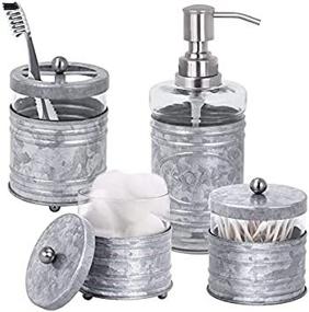 img 1 attached to 🏡 Enhance Your Bathroom with Autumn Alley Rustic Farmhouse Glass and Galvanized Accessories Set - Complete 4 PCS Collection for a Charming Farmhouse Bathroom Decor