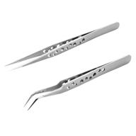 🔧 obeya professional stainless steel precision volume and individual eyelash extension tweezers set - 9-hole straight and curved pointed tweezers for optimal eyelash extension supplies tool logo