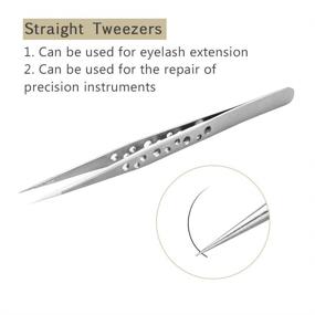 img 2 attached to 🔧 OBEYA Professional Stainless Steel Precision Volume and Individual Eyelash Extension Tweezers Set - 9-Hole Straight and Curved Pointed Tweezers for Optimal Eyelash Extension Supplies Tool