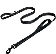 6ft dog leash with padded traffic handle - heavy-duty nylon lead 🐾 for training control - dual handle reflective leash for large and medium dogs (black) logo