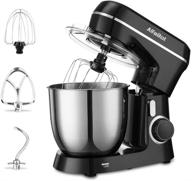 🔌 10-speed stand mixer, alfabot sm-1531 4.8qt electric kitchen mixer with dough hook, flat beater, and whisk – tilt-head design, stainless steel bowl, splash guard logo