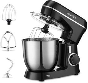 img 4 attached to 🔌 10-Speed Stand Mixer, AlfaBot SM-1531 4.8Qt Electric Kitchen Mixer with Dough Hook, Flat Beater, and Whisk – Tilt-Head Design, Stainless Steel Bowl, Splash Guard