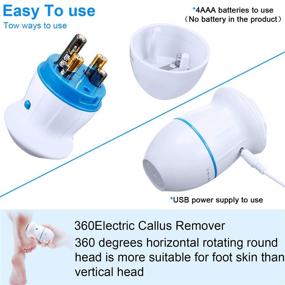 img 2 attached to 🦶 Blue Portable Electric Foot Grinder Electronic Foot File Pedicure Tools - Callus Remover Feet Care Sander with 12 Replacement Grind Heads for Cracked Heels & Dead Hard Dry Skin