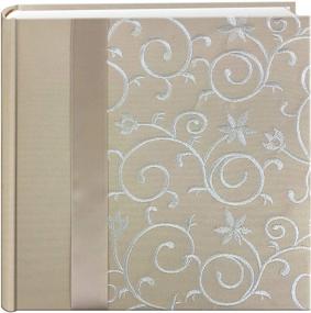 img 3 attached to Ivory on Ivory Pioneer Embroidered Scroll Ribbon Trimmed Fabric Cover Photo Album: Elegant Memories Preserved