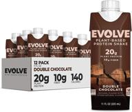 🌱 evolve double chocolate plant-based protein shake - 20g vegan protein, dairy-free, no artificial sweeteners, non-gmo, 10g fiber, 11oz (12 pack, formula may vary) logo