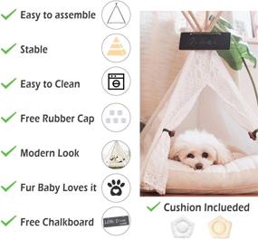 img 2 attached to 🐾 Pet Teepee Dog or Cat Bed - Portable Lace Style Tent & House - With Optional Cushion - Ideal for Puppies, Dogs, and Cats