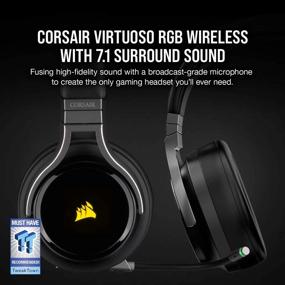 img 3 attached to 🎧 Corsair Virtuoso Wireless Gaming Headset - High-Fidelity 7.1 Surround Sound with Broadcast Quality Microphone - Memory Foam Earcups - 20 Hour Battery Life - Compatible with PC, PS5, PS4 – Carbon, Premium