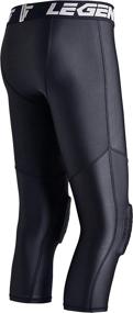 img 3 attached to LEGENDFIT Men's Basketball Compression Capri Pants with Knee Pads - Protective Gear for Sports, Padded Tights Leggings