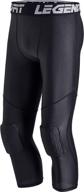 legendfit men's basketball compression capri pants with knee pads - protective gear for sports, padded tights leggings logo