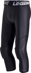 img 4 attached to LEGENDFIT Men's Basketball Compression Capri Pants with Knee Pads - Protective Gear for Sports, Padded Tights Leggings