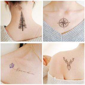 img 1 attached to 🌸 Everjoy Realistic Tiny Temporary Tattoos - 60 Pcs, Waterproof Quotes, Words, Lines, Flowers, Leaves, Artworks for Children, Adults, Ladies, and Gentlemen