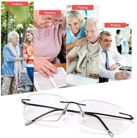 img 2 attached to 🕶️ UV Blocking Anti-Glare Blue Light Filter Bifocal Reading Glasses - Rimless Eyewear