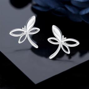 img 2 attached to 🦢 Women's Swanwave Dragonfly Earrings | Sterling Silver S925 | Teen Girls' Insect Stud Earrings