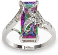 💍 atperry's mystic fire topaz engagement ring for women - rectangular stone with cubic zirconia setting (size 5-12) logo