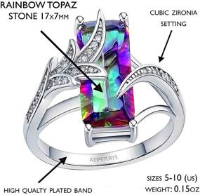 img 2 attached to 💍 AtPerry's Mystic Fire Topaz Engagement Ring for Women - Rectangular Stone With Cubic Zirconia Setting (Size 5-12)