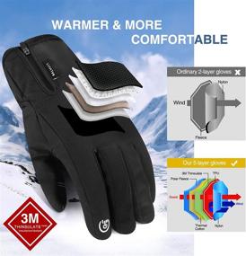 img 3 attached to Waterproof Winter Gloves for Men & Women, Balhvit 3M Thinsulate Thermal Gloves, Breathable & Touch Screen Compatible with 5-Layer Protection