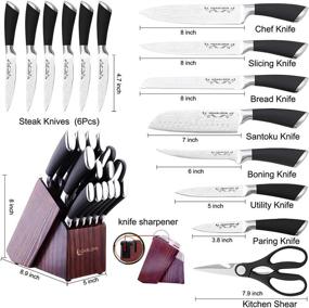 img 3 attached to 🔪 Hoablorn Damascus Kitchen Knife Set: Professional Stainless Steel Knives with Wooden Block - Ideal Gift for Housewarming & Wedding