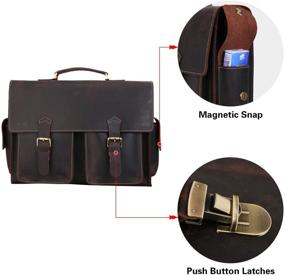 img 3 attached to 💼 17-inch Men's Genuine Leather Laptop Briefcase for Business - Polare Messenger Bag with YKK Metal Zippers