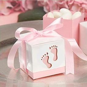 img 1 attached to 👶 Набор из 50 коробочек для конфет с ленточками для вечеринки в честь рождения ребенка - идеальные свадебные подарки (розовый)
