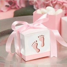 img 3 attached to 👶 Набор из 50 коробочек для конфет с ленточками для вечеринки в честь рождения ребенка - идеальные свадебные подарки (розовый)