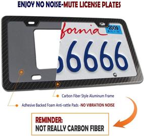 img 1 attached to 🏎️ Aootf Carbon Fiber License Plate Frames: Stylish Slim Black Covers with Stainless Steel Screws and Anti-Rattle Foam Pads