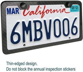 img 3 attached to 🏎️ Aootf Carbon Fiber License Plate Frames: Stylish Slim Black Covers with Stainless Steel Screws and Anti-Rattle Foam Pads