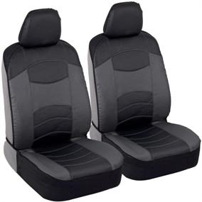 img 4 attached to 🚗 BDK Sideless Faux Leather Car Seat Covers with Two-Tone Modern Design – Front Seat Cover Set for Cars Trucks Vans & SUVs, Dark Gray (NVB-200-A), Universal Fit with Armrests