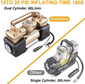 img 3 attached to 🚗 Geefawa Air Compressor Portable: 12V Tire Inflator with Double Cylinders, Digital Gauge, and Emergency Lights – Ideal for Cars, Trucks, SUVs, and RVs, 150 PSI Auto-Off Air Pump