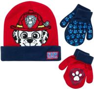 🧢 warm and stylish: nickelodeon boys paw patrol winter hat with 2 pair gloves or mittens for toddler/little boys logo