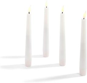 img 3 attached to 🕯️ Set of 4 - 7 Inch Flameless Taper Candles with Flickering LED Flame, Realistic 3D Flame, White Wax, Automatic Timer, Remote Control, and Batteries Included - Ideal for Winter/Holiday Home Decor