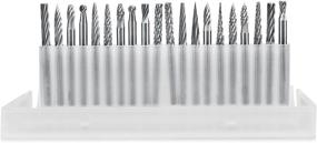 img 2 attached to 🔧 Aiskaer 20pcs 3mm Shank Tungsten Steel Solid Carbide Rotary Files Diamond Burrs Set for Woodworking Drilling Carving Engraving with Dremel Tool