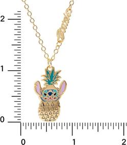 img 1 attached to ⭐ Officially Licensed Disney Lilo and Stitch Pendant Necklace for Girls - Yellow Gold Plated Dancing Stitch Charm - 16" Chain with 2" Extender