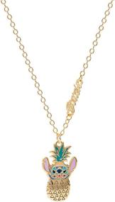 img 2 attached to ⭐ Officially Licensed Disney Lilo and Stitch Pendant Necklace for Girls - Yellow Gold Plated Dancing Stitch Charm - 16" Chain with 2" Extender