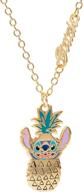 ⭐ officially licensed disney lilo and stitch pendant necklace for girls - yellow gold plated dancing stitch charm - 16" chain with 2" extender logo