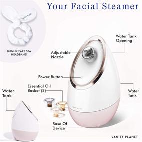 img 3 attached to 🌹 Ultimate Rose Gold Facial Steamer: Detoxify, Cleanse, and Moisturize your Skin with Vanity Planet Aira Ionic Steamer - Adjustable Nozzle, Inbuilt Water Tank, and 3 Essential Oil Baskets