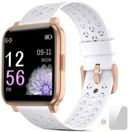 📱 flian smartwatch for men and women - heart rate sleep monitor, step counter, calorie tracker, ip68 waterproof bluetooth watch for android and ios phones (white) logo