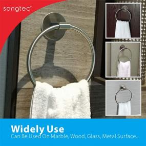 img 2 attached to Effortless Installation with Songtec Towel Ring: Self-Adhesive Stick On Hand 🔗 Towel Holder in Premium SUS304 Stainless Steel - Brushed Finish, No Drilling Required!