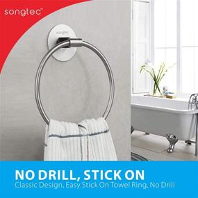 img 3 attached to Effortless Installation with Songtec Towel Ring: Self-Adhesive Stick On Hand 🔗 Towel Holder in Premium SUS304 Stainless Steel - Brushed Finish, No Drilling Required!