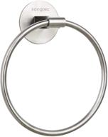 effortless installation with songtec towel ring: self-adhesive stick on hand 🔗 towel holder in premium sus304 stainless steel - brushed finish, no drilling required! logo